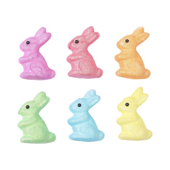 Easter Rabbit Figurines, Realistic Resin Easter Bunny Decorations for Home, Tabletop, Mantel, Nursery – 4.3 Inch Pastel Macaron Style Bunny Statues