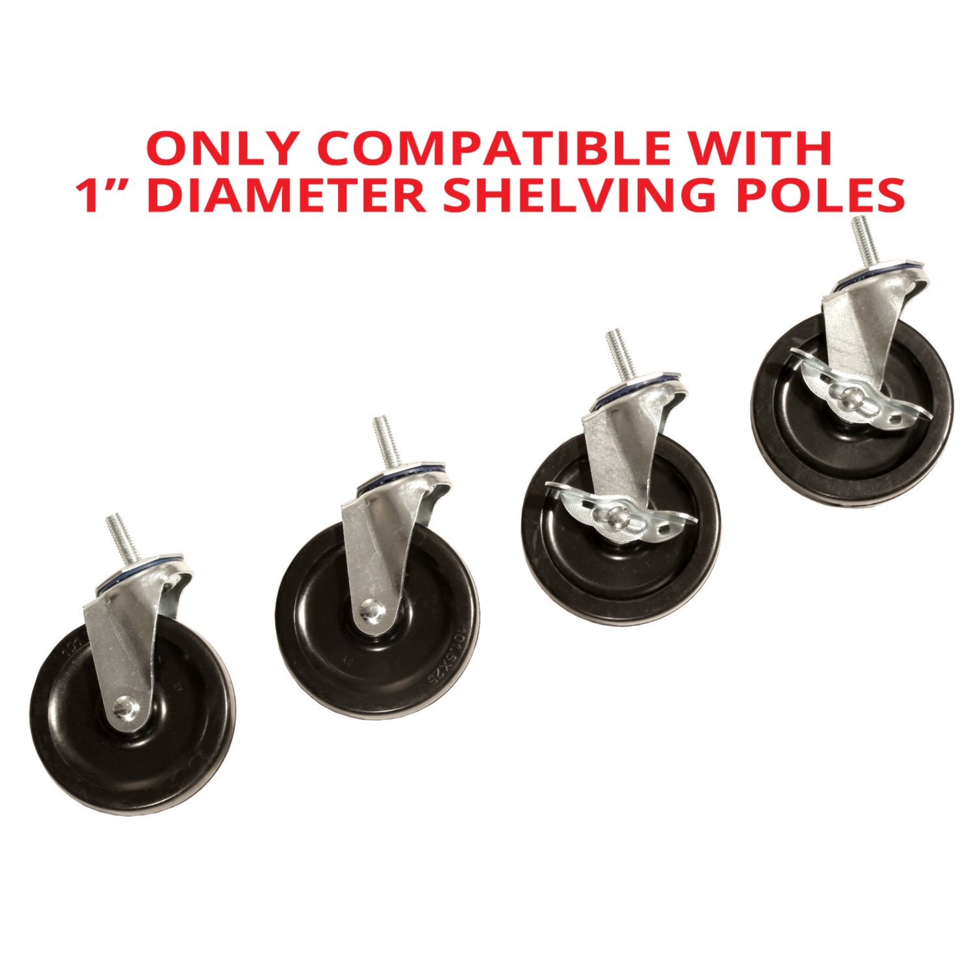 Seville Classics SHE24003 Steel Wire Shelving System Casters, 4" Diameter, Set of 4