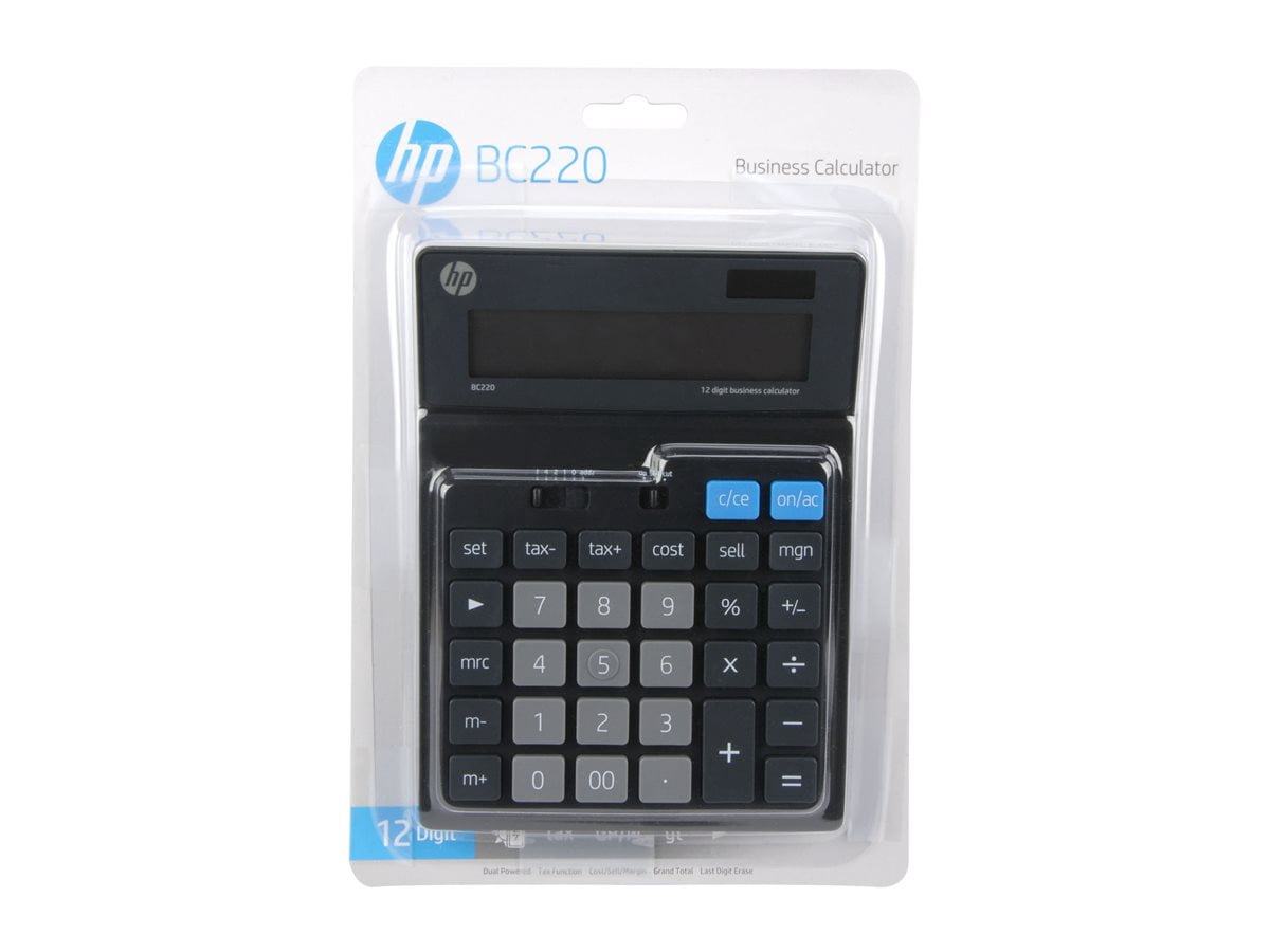 HP 12-digit Solar Powered Desktop Calculator - Plastic Keytop, Backspace Key, Decimal Point Selector Switch, Rounding Selector, Dual Power - 1 Line(s) - 12 Digits - LCD - Battery/Solar Powered