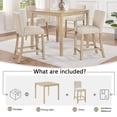 thumbnail image 4 of SESSLIFE Dining Table Set for 4, Counter Height Kitchen Table Set with Square Table and 4 Upholstered Chairs, Solid Wood Dining Room Set for 4, Space-Saving, Light Oak, 4 of 10