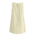 thumbnail image 6 of Dvprdro Womens Casual Summer Mini Dress Crewneck Sleeveless Ruffle Detail Side Pockets Shift A Line Dress Solid, 6 of 8