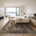 thumbnail image 3 of ODIKA 9'x12' Navy Boho Beige Vintage Distressed Motifs Orange Ornate Scroll Washable Area Rug None Non-Shedding, Easy Care for Master Suite, California King, Under Bed, 3 of 7