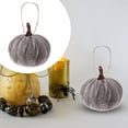 thumbnail image 2 of Plush Pumpkin Pendant Decoration – Soft Velvet Fabric Hanging Ornament for Halloween, Thanksgiving, and Fall Seasonal Displays (Grey), 2 of 9