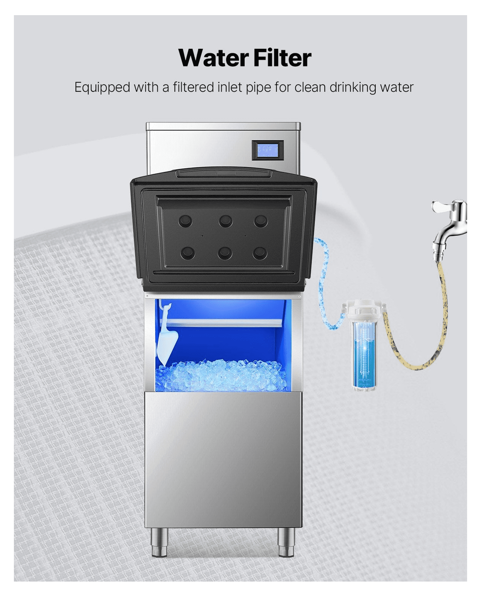 Commercial Ice Maker Bin 250lbs, Stainless Steel Ice Storage Container, Large Capacity Ice Chest for Restaurant, Bar, Hotel, Home Kitchen