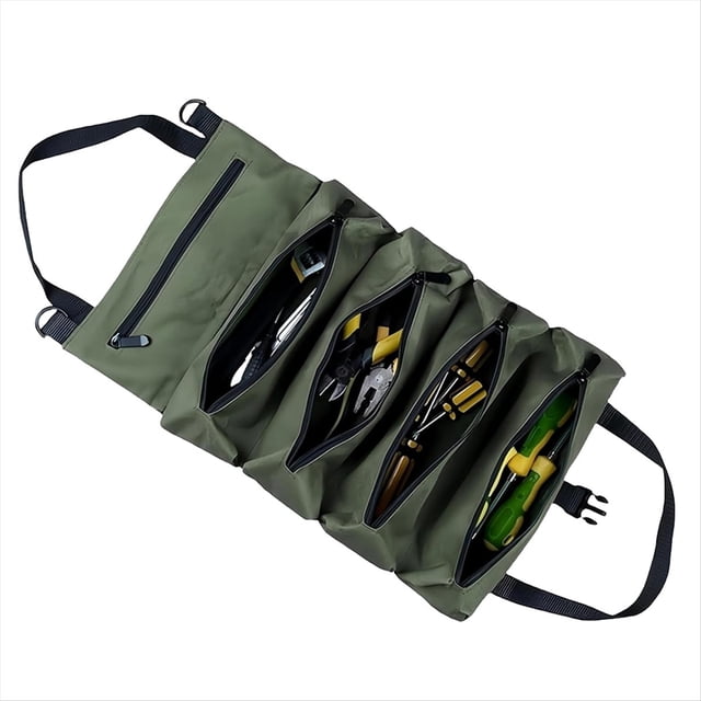 Bolsa de Herramientas Enrollable, Resistente, Portátil, con Cremallera, Impermeable, de Tela Oxford A