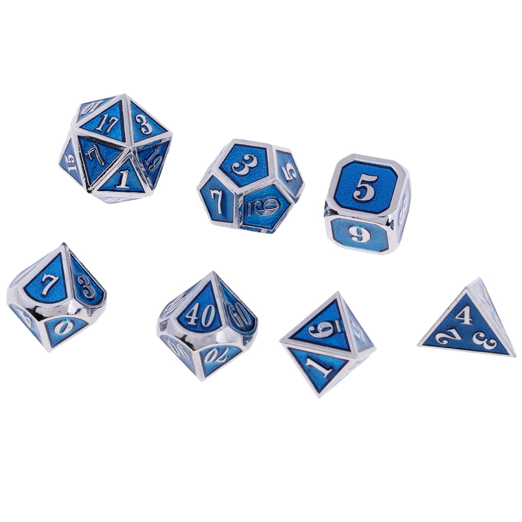 7x Zinc Alloy Polyhedral Dice Board Game Dices Set Toy Party Casino Supply B 
