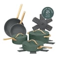 thumbnail image 4 of Beautiful 12-Piece Ceramic Nonstick Cookware Set, Pots and Pans with Strainer Lids, Thyme Green by Drew Barrymore, 4 of 19