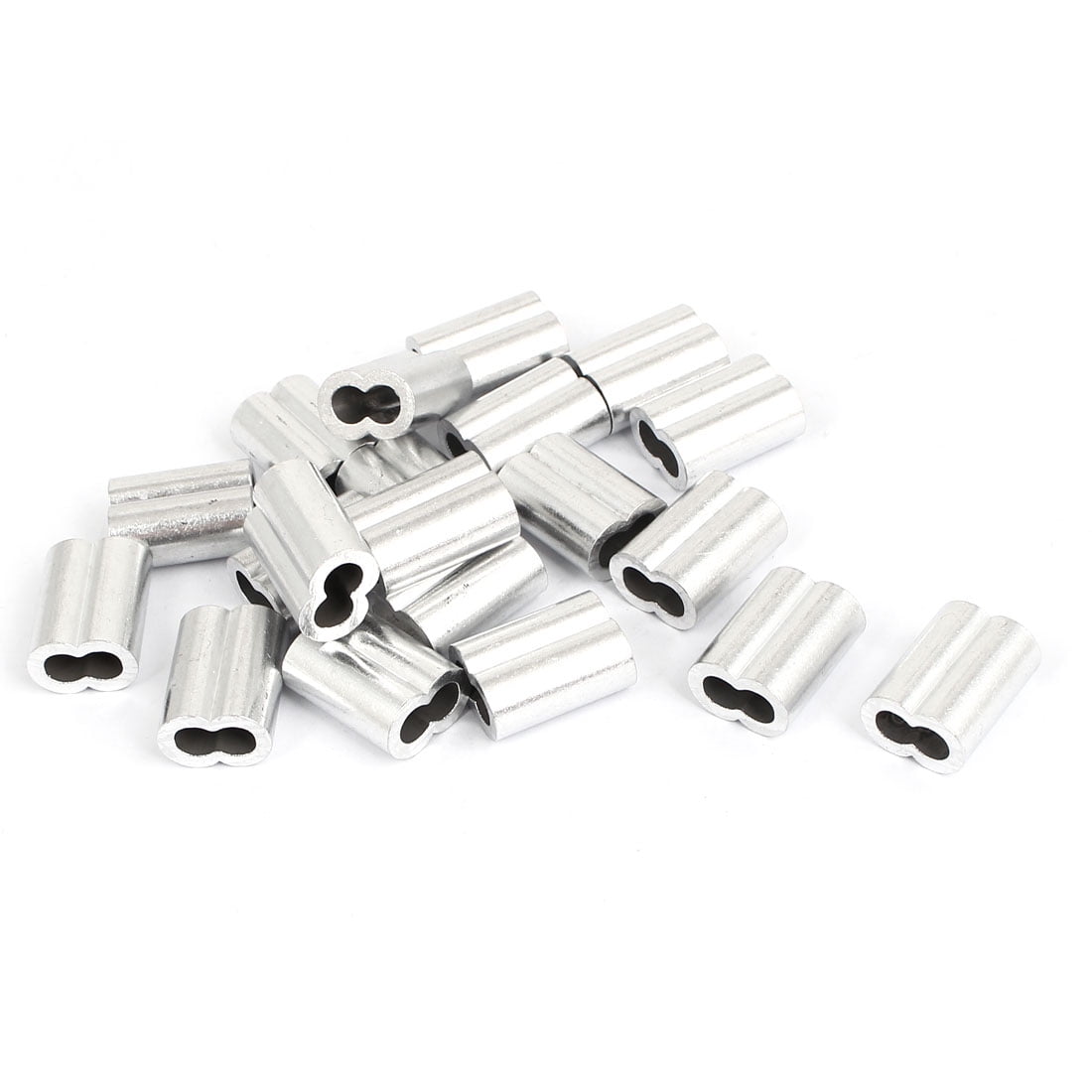 Aluminum Swage Sleeve 3/16" Wire Rope Clamp Clip Silver Tone 20 Pcs