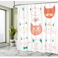 thumbnail image 4 of Ambesonne Cat Shower Curtain, Moustache Fish Faces Print Art, 69"Wx84"L, Burnt Sienna, 4 of 4