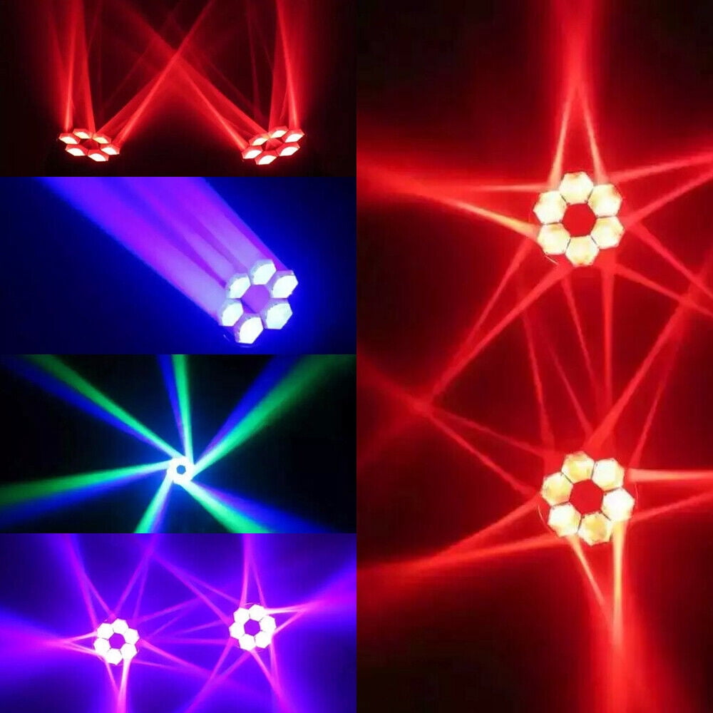 Miumaeov DJ Light Moving Head Stage Light 6x10W RGBW 4 in 1 Bee Eyes LED Beam Moving Head DJ Disco Stage Wash Light DMX512 15 Channels Effect Lighting