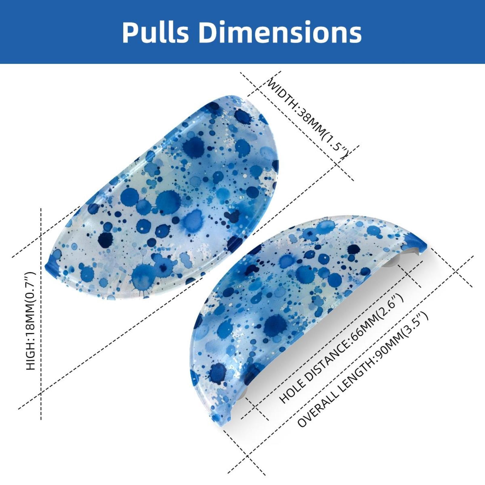 PhooArto 6 Pcs Cup Drawer Pulls, Splatter Dots Blue Pattern Shell Shape Handles Cabinet Knobs for Dresser Cupboard Closet Wardrobe with Screws