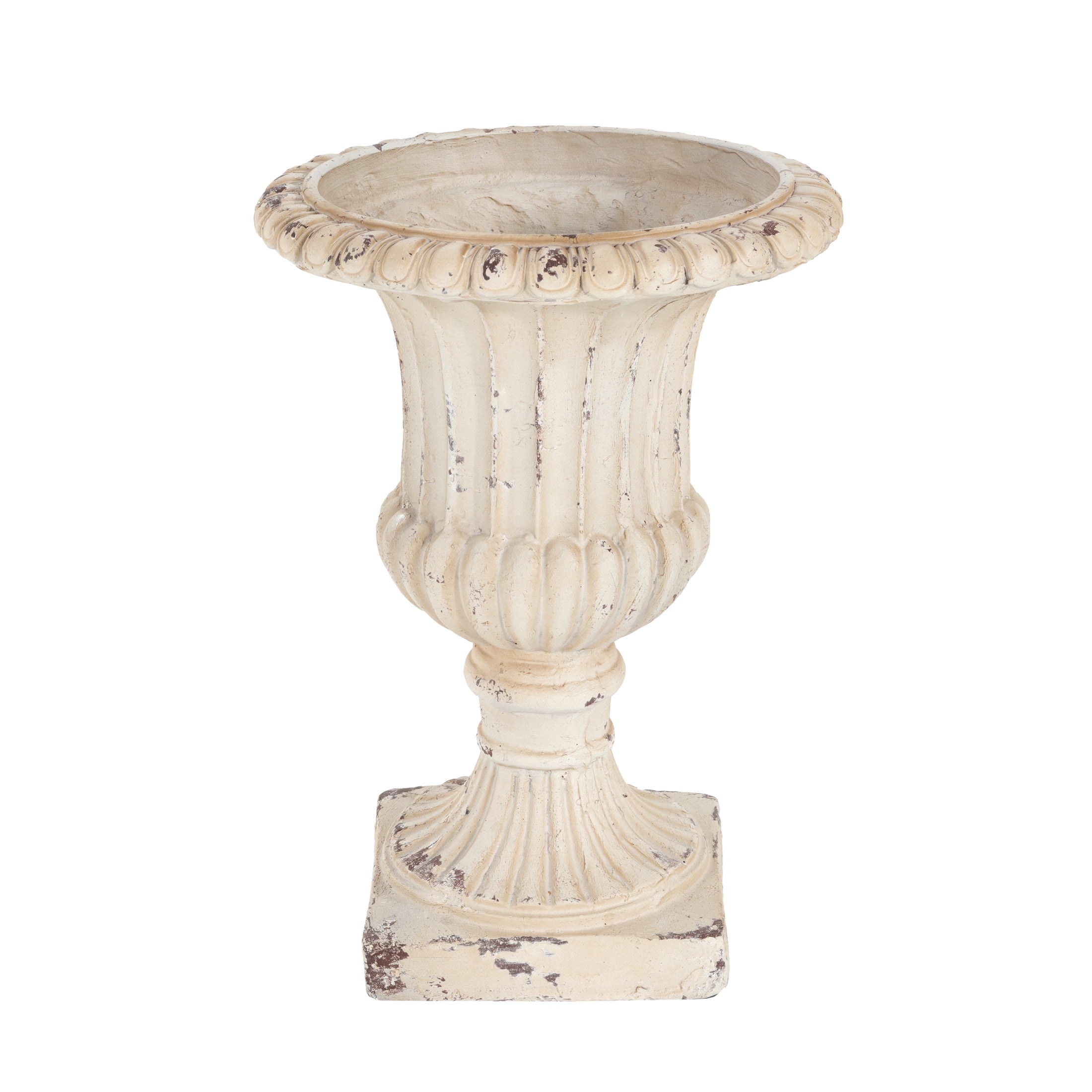 Christopher Knight Home 19.25" MGO Garden Urn Planter with Drainage Hole, Vintage Outdoor Planter, Antique White