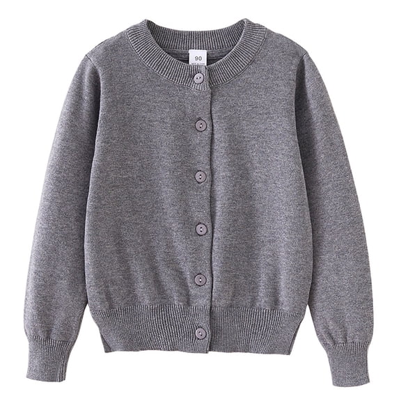 Otqutp Cardigan Sweaters Toddler Baby Boys Girls Long Sleeve V-Neck Kids Button Knitted School Tops Outwear School Student Outwear(Grey,6-7 Years)