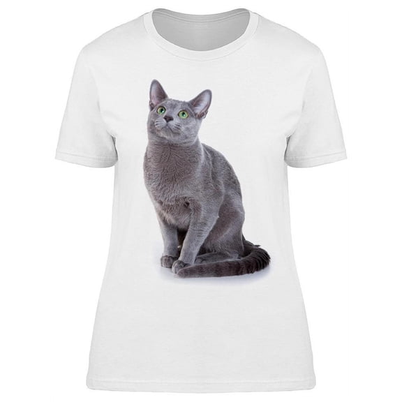 Russian Blue Cat Beauty Looking T-Shirt Women -Image by Shutterstock, Female 3X-Large