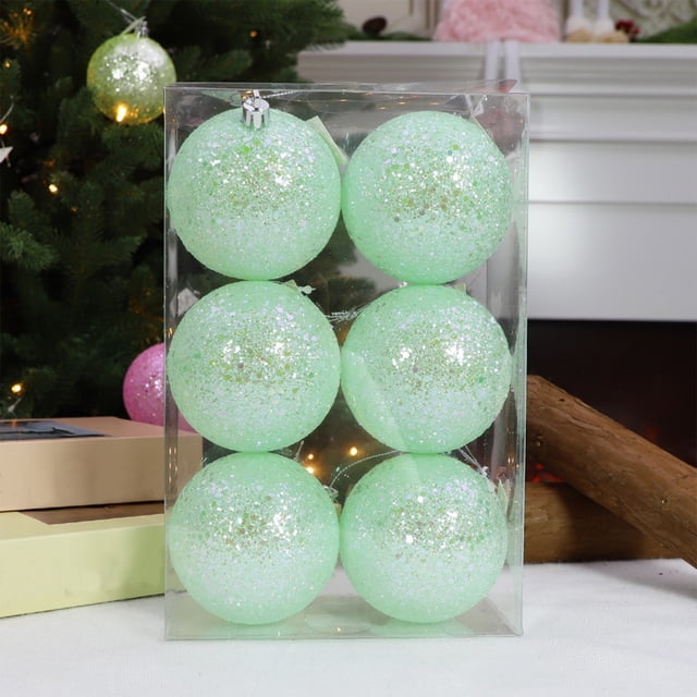 Juego de 6 bolas de Navidad, color menta verde