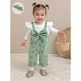 thumbnail image 3 of Newborn Baby Girl Fall Outfit Romper Floral Print Fake Two Pieces Patchwork Bow Jumpsuit 1 3 6 9 12 18 Months Infant Cute Winter Clothes, 3 of 10