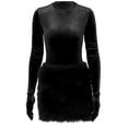 thumbnail image 2 of zanvins Ensembles Deux Pièces pour Femmes Combinaison Sexy en Velours Doré à Manches Longues Col Rond Jupe en Peluche, 2 of 7