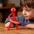 thumbnail image 5 of Bomd Generisch Action Figure, Collectable Buildable Stick Figure Toy, Stop Motion Figures Set with 2 Weapons, Movable Model Action Figure Playset for Boys Kids Children Daily Play Red, 5 of 6