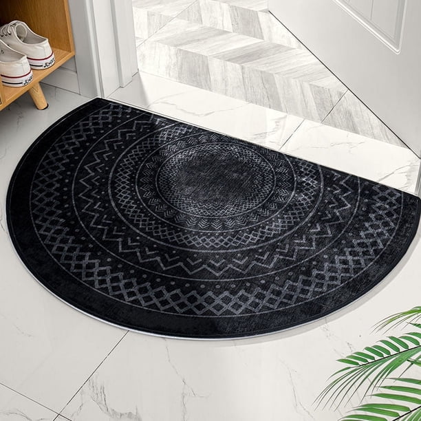Xiao Hua Alfombra de baño, antideslizante, de felpa, peluda, lavable a máquina, para suelo, bañera y ducha, accesorios decorativos, color negro F, 16 x 24 pulgadas