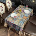 thumbnail image 6 of Boho Bohemia Flower Rectangle Tablecloth 60"x120",Waterproof Polyester Rectangle Table Cloth, Wipeable Spillproof Polyester Tablecloth for Dining, Camping, Indoor and Outdoor, 6 of 6