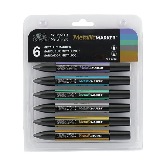 Winsor & Newton MetallicMarker Set, 6-Colors, Metallic