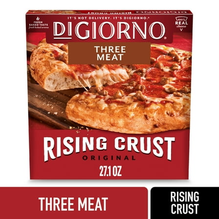 DiGiorno Rising Crust Three Meat Pizza with Cheese, Pepperoni, Beef, and Sausage, 27.1 oz (Frozen)