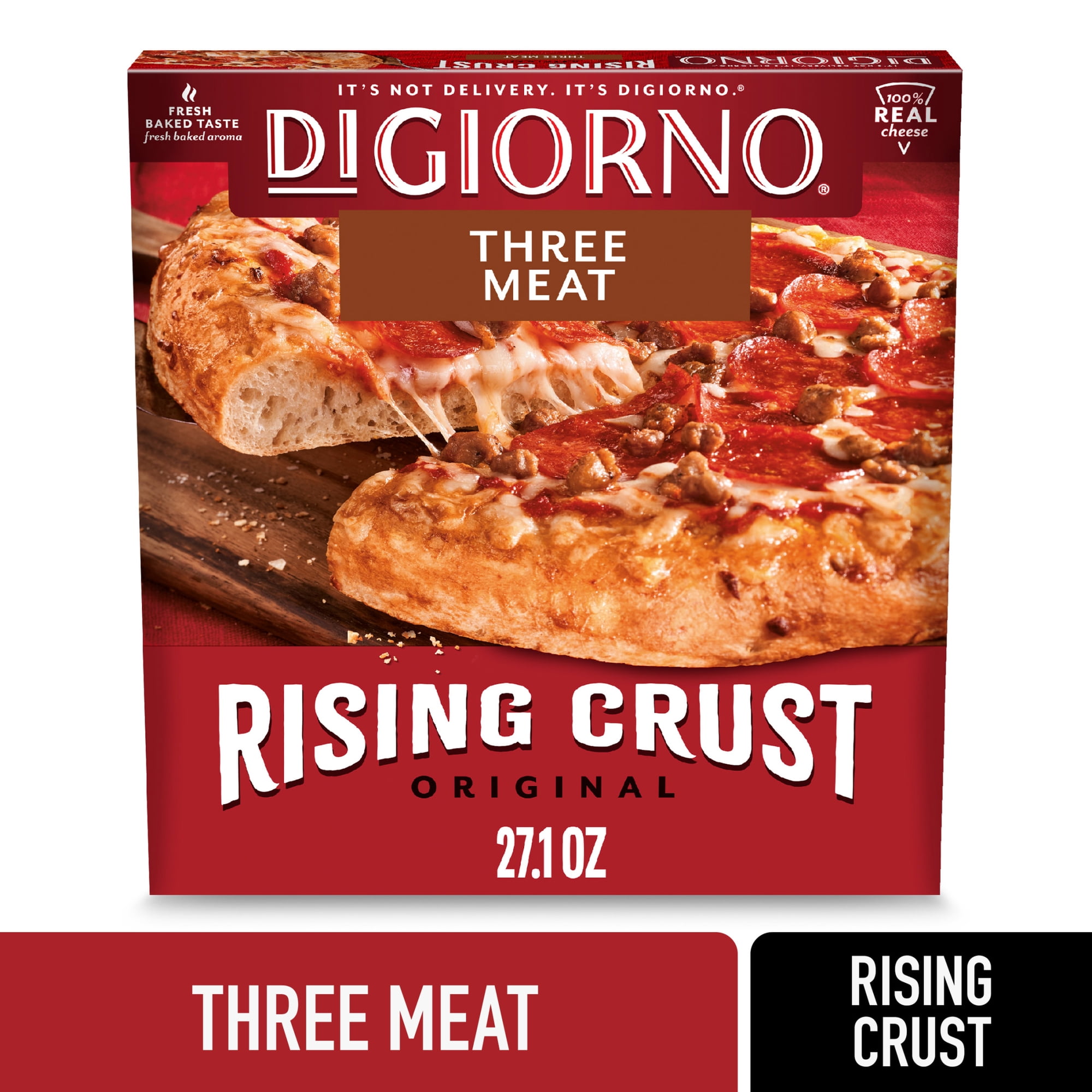DiGiorno Frozen Pizza, Rising Crust Three Meat with Cheese, 27.1 oz (Frozen)