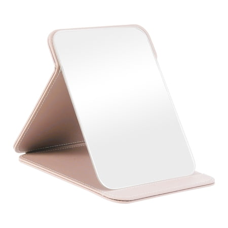 1 Pc Women Foldable Large Makeup Mirror for Travel Vacation Beauty Parlor Pink PU Glass