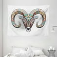 thumbnail image 1 of Goat Tapestry, Colorful Tribal Ornamented Head of Goat Figure African Totem Tattoo Inspired Design, Wall Hanging for Bedroom Living Room Dorm Decor, 80W X 60L Inches, Multicolor, by Ambesonne, 1 of 2