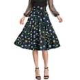 thumbnail image 5 of Women’s High Waist Floral Print Maxi Skirt with Elastic Waistband and Drawstring Bohemian Style A-Line Long Skirt for Casual Wear Dark Blue XL, 5 of 6