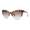 thumbnail image 2 of Womens Half Rim Elegant Metal Brow Designer Cat Eye Sunglasses Fuchsia Tortoise, 2 of 4