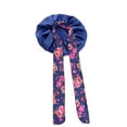 thumbnail image 4 of Curly Braid Hair African Headscarf Hat Ethnic Style with Head Tie Band Printing Silky Night Sleeping Cap Wide Edge Wrap Bonnet Large Satin Bonnet Women NAVY BLUE, 4 of 8