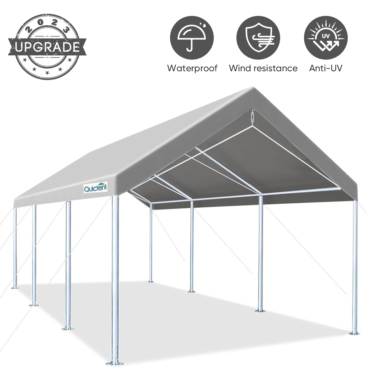 Quictent 10’x20’ Heavy Duty Carport Car Canopy Galvanized Car Boat