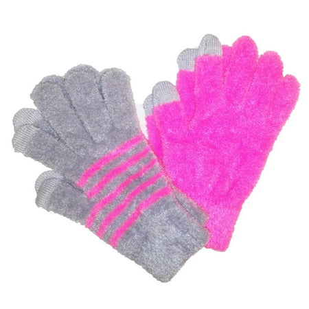 SO Girl Chenille Texting Gloves Two Pairs (Best Police Cold Weather Gloves)