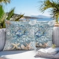 thumbnail image 5 of Waterproof Throw Pillow Covers Set of 2, 24x24 Inch Teal Coastal Crab Decorative Pillowcases Outdoor Pillow Slip Cushion Covers Set for Couch Tent Nautical Starfish Coral Summer, 5 of 7