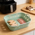 thumbnail image 3 of Queroig Foldable Round/Square Air Fryer Liner Basket 8.5 Inch Air Fryer Silicone Pot Reusable Baking Tray Accessories for 3.6-6.8 QT Oven Microwave, 3 of 7