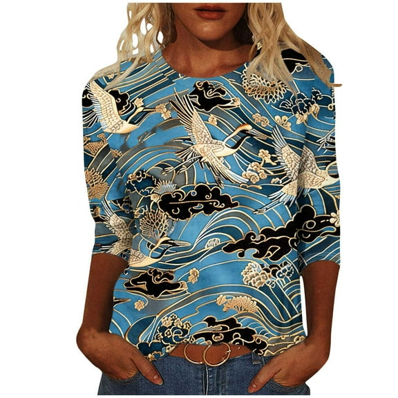 Fashion Saving LiMoi Womens Fall Tops Casual Women's Tops Fall V Neck Women's 3/4 Sleeve Tops and Blouses Womens Blouses Casual my Reorder list