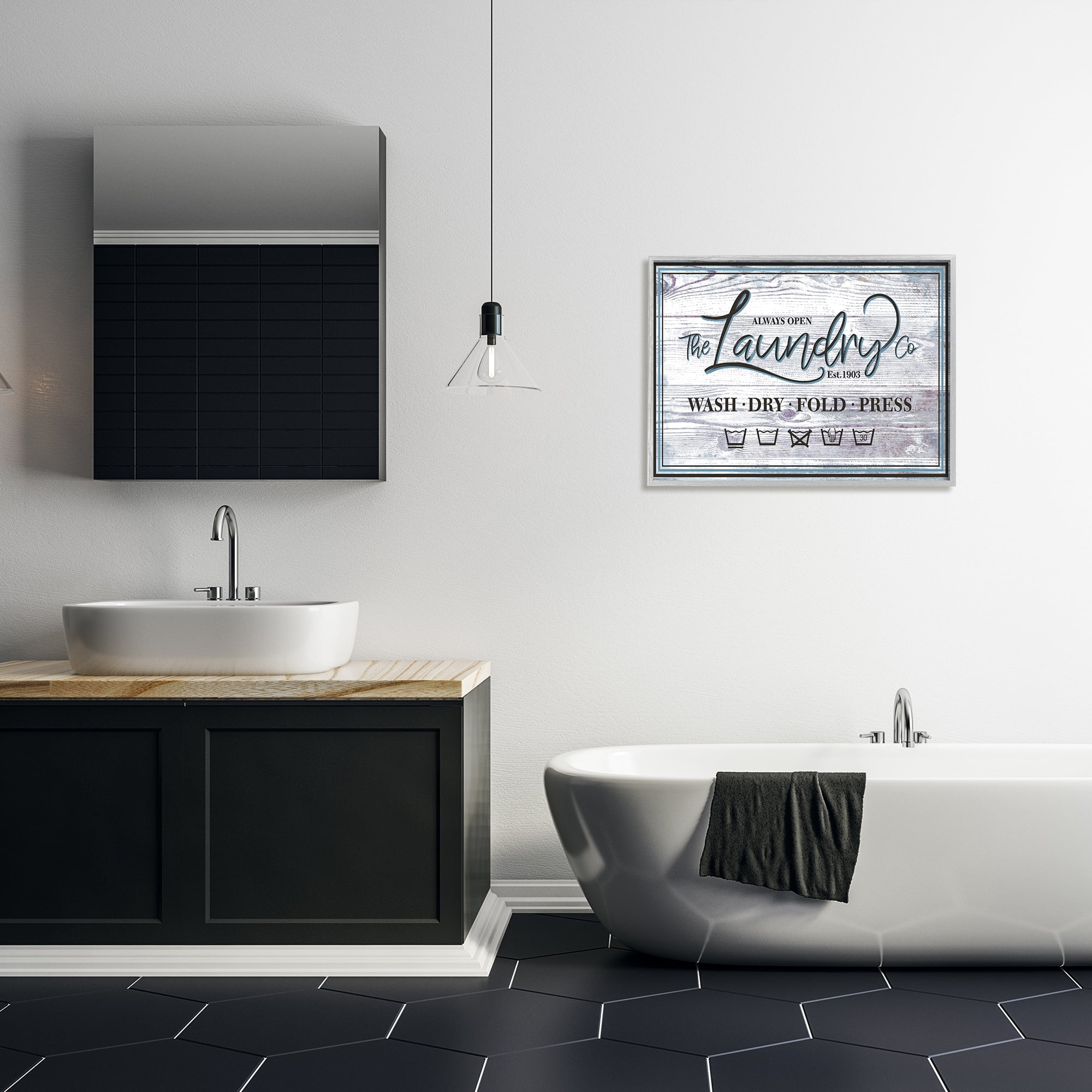 Stupell Industries The Laundry Co Sign Wash Fold Press Icons, 24 x 30, Designed by Jennifer Ellory