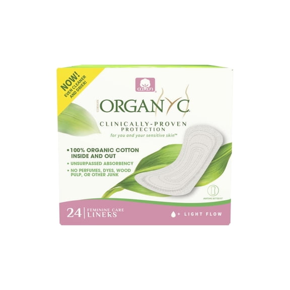 Corman Organyc Certified Organic Cotton Panty Liners, Light Flow, 24 Count