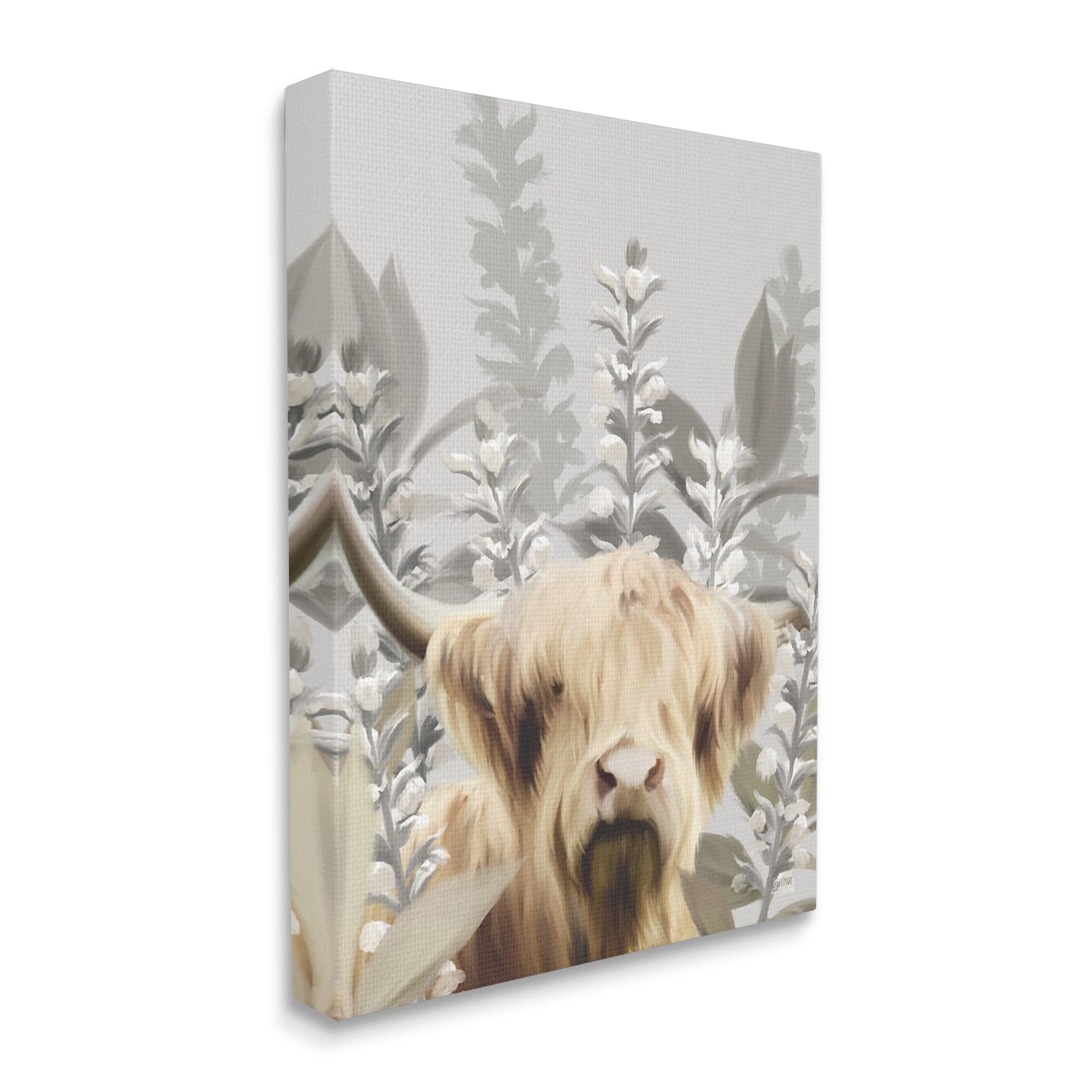 Stupell Industries Longhorn Portrait Shaggy Cattle Tall Forest Plants, 16 x 20,Design by House Fenway