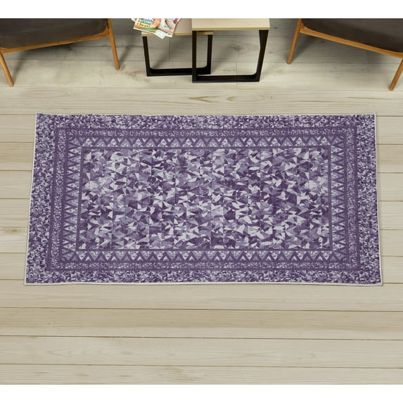 Modern Decorative Rug, Mosaic Look Abstract Polygonal Shapes Diamond Check Quirky Design Print, Quality Carpet for Bedroom Dorm and Living Room, 6 Sizes, Pale Eggplant, by Ambesonne