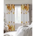 thumbnail image 4 of Yellow Leaf Blackout Curtains for Bedroom Living Room Darkening Curtains 54 Inch Long Fall Plant Country Vintage Watercolor White Short Curtain for Small Window Treatment Grommet Drapes 42"x54"x2, 4 of 9