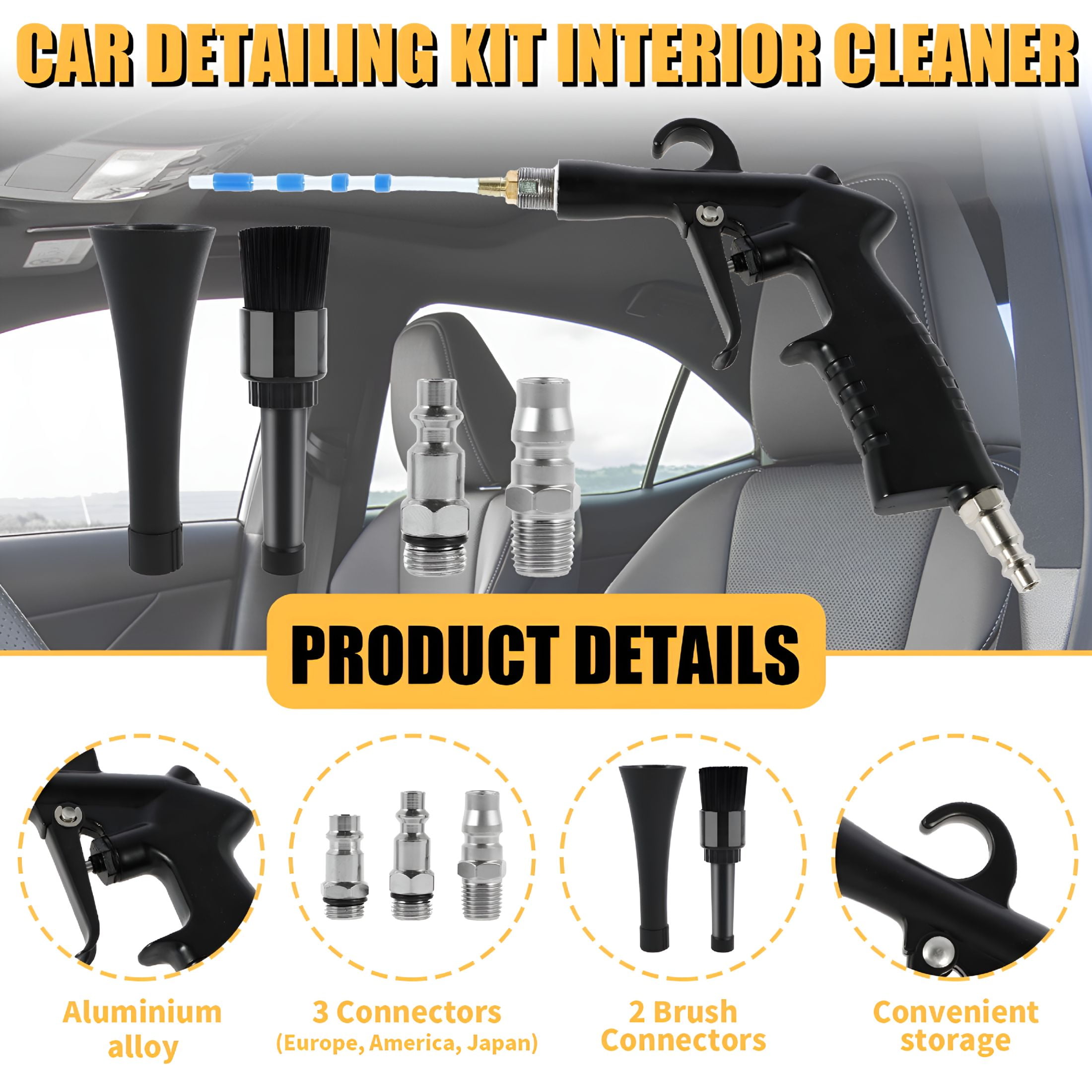RAGUPEL Car Interior Cleaning Kit Efficient Car Detailing Kit Ergonomic Auto Detailing Tools Multipurpose Car Interior Detailing Kit for Vehicle Upholstery Body Engine Compartment