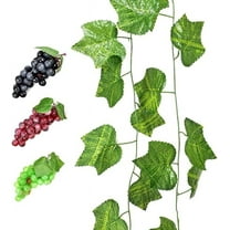 HUIANER 3Pcs Artificial Grapes and 2Pcs Artificial Leaf Vines Lifelike Fruits Home Decorative For Wedding Party Decor