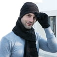 thumbnail image 4 of beishanbush Clearance Sales Bomber Hats Men's Winter Knitted Windproof Hat Scarf Gloves Three-piece Winter Knitted Hat Men's Warm Hat Black, 4 of 6