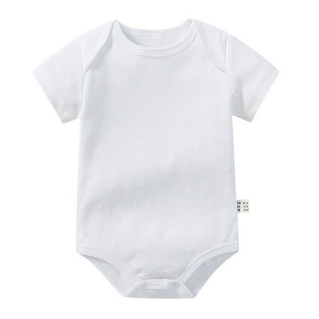 Ulanda Unisex-Baby Short Sleeve Bodysuits Cotton One-piece Boy Girl Summer Clothes 0-3 3-6 6-9 9-12 12-18 18-24 Months (White 12-18 Months)
