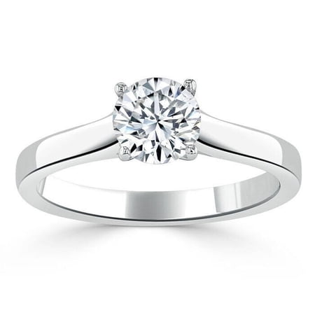 1.20 Cts Round Certified Moissanite Ring 18K White Gold Plated Engagement Ring , Wedding Band , Women's Ring, Promise Ring Gift for Her