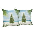 thumbnail image 6 of Ambesonne Christmas Throw Pillow Cover 2 Pack, Holiday Party Tree, 24", Green Blue Cream, 6 of 6