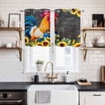 thumbnail image 2 of 2 Panels Kitchen Tier Curtains 39 Inch Length, Farmhouse Rooster Grommets Window Treatment Curtain, Black Retro Botanical Sunflower Floral Thermal Curtains Drapes for Living Room/Bathroom, 2 of 9