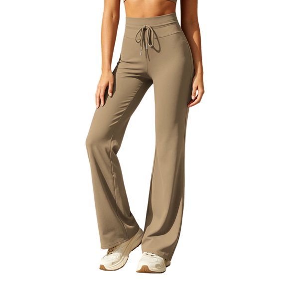 Hurxie Wide Leg Pants Women Drawstring Pajamas Lounge Pants Loose Comfy Sleepwear Casual Yoga Coffee,S